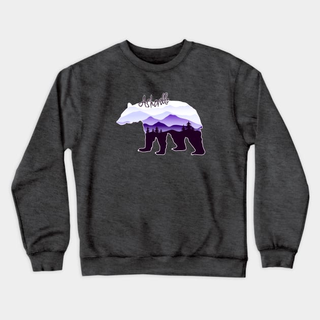 Asheville Blue Ridge Mountains - Black Bear - PurpleBG 26 Crewneck Sweatshirt by AVL Merch